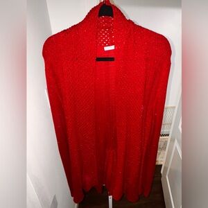 Notations Vibrant Red Knit Sweater with sparkle